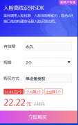 2021双十一特惠，人脸识别离线SDK接口11.11元一个